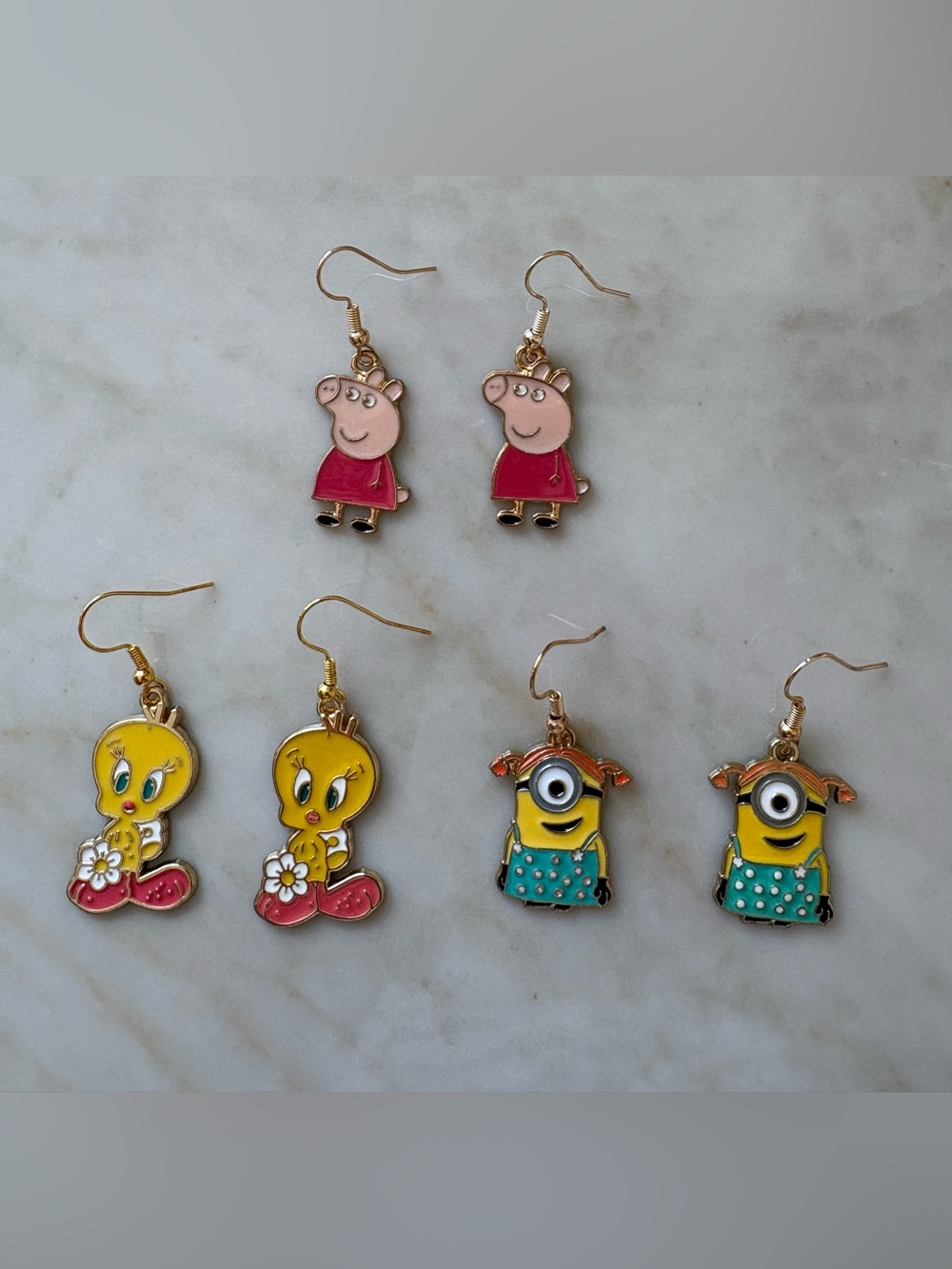 Cartoon bundle earrings- peppa pig tweety bird minions